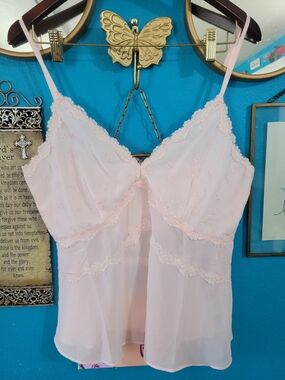 Delicate Pink Lace-Trim Camisole